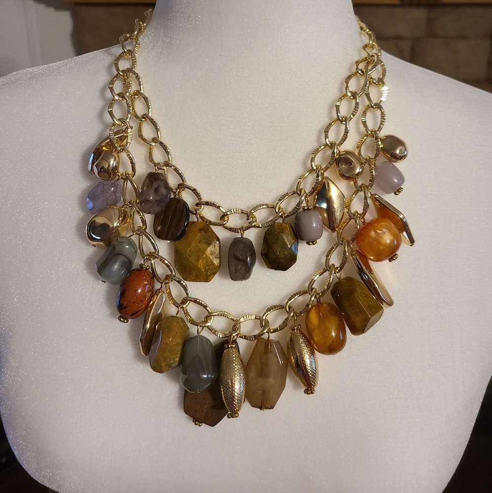 Vintage Signed C1946 2 Strand Statement Necklace